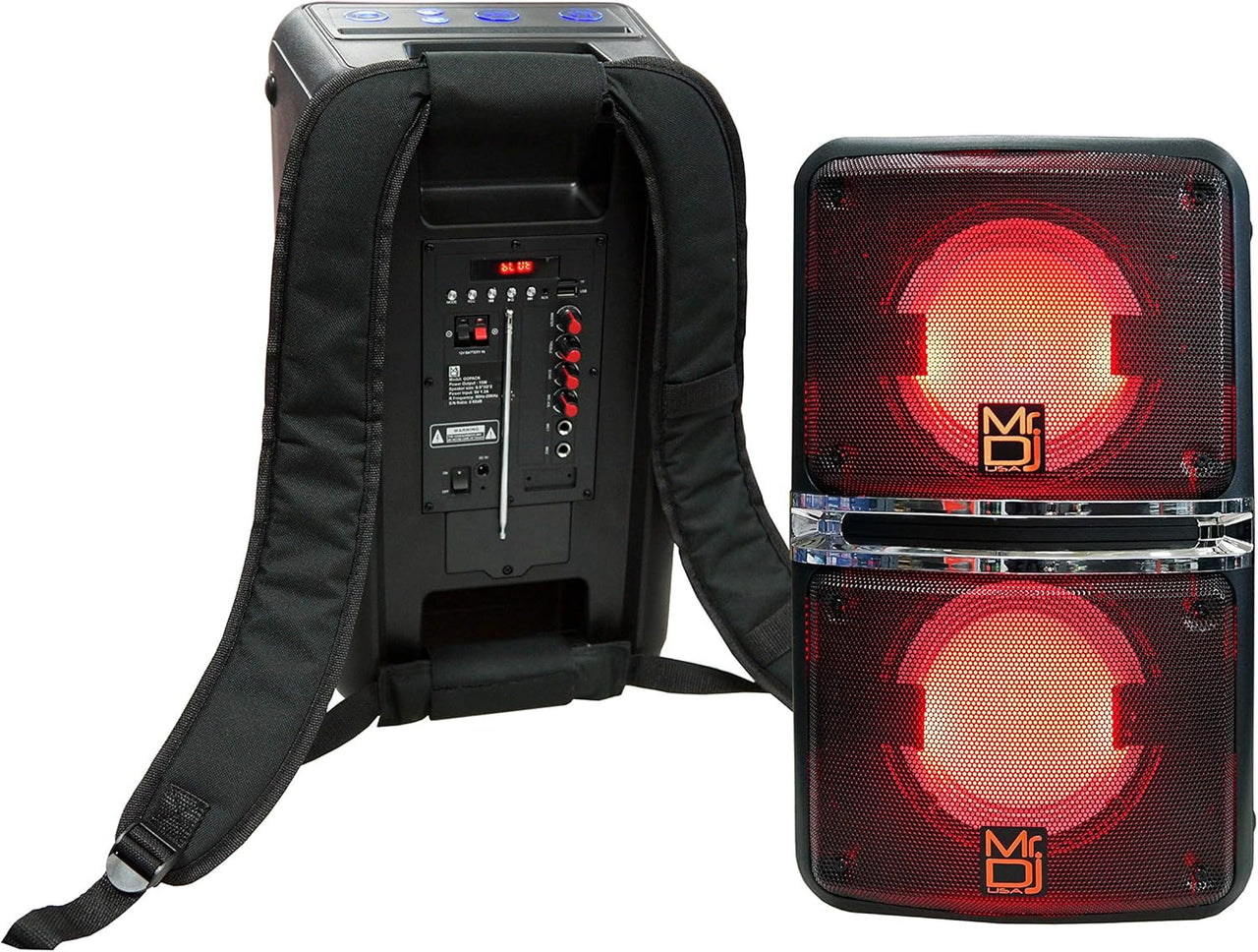 MR DJ GOPACK Dual 6.5" 1200W Portable Outdoor Bluetooth Speaker