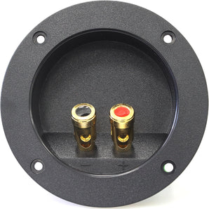 2 Absolute USA RST-450 4" Double Binding Round Gold Plate Push Spring Loaded Banana Jacks Double Post Speaker Box Terminal Cup