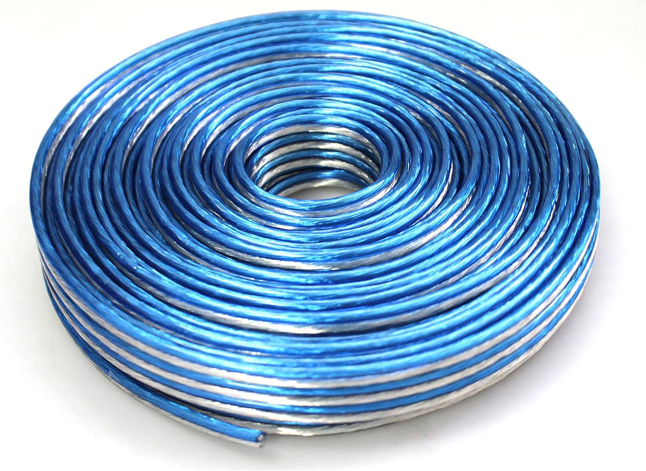4 DC Sound DSWT18B100 18 Gauge Premium Speaker Wire 100ft Clear Blue/White