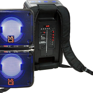 MR DJ GOPACK Dual 6.5" 1200W Portable Speaker Bluetooth USB/Micro SD Rechargeable LED Accent Lighting