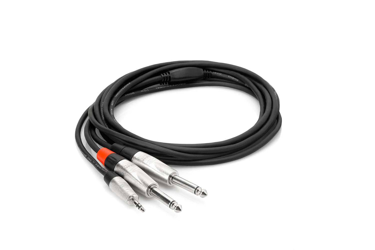 Hosa HMP006Y , Pro Stereo Breakout REAN 3.5 mm TRS to Dual 1/4 in TS - 6FT