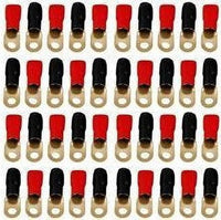 Thumbnail for Absolute GRT00-40 1/0 Gauge Crimp Ring Terminals Connectors 40-Pack Red Black