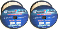 Thumbnail for 2 American Terminal PROS12G250 12 Gauge Speaker Wire<br/> 250' 12 Gauge PRO PA DJ Car Home Marine Audio Speaker Wire Cable Spool