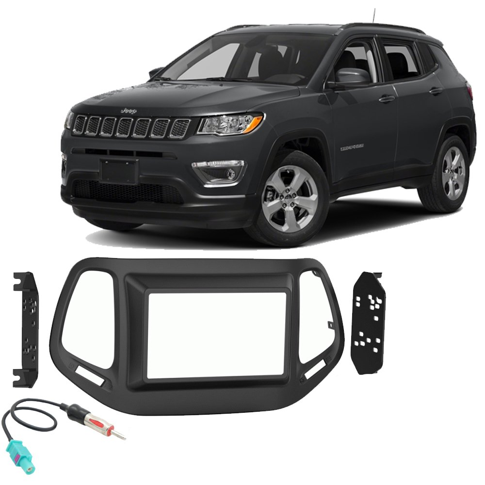 Metra Compatible with 2017-18 Jeep Compass 99-6545B 40-EU10 Single DIN Stereo  Radio Install Dash Kit and Antenna Adapter