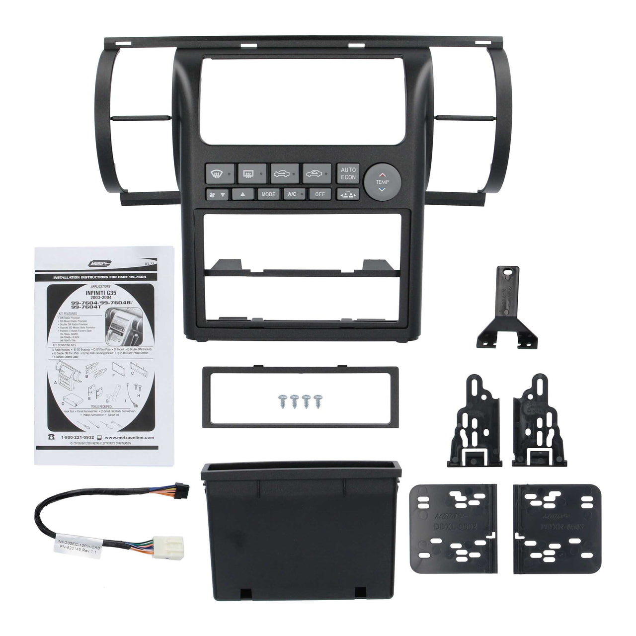 Absolute USA ABS99-7604B Fits Infiniti G35 Sedan 03-04 Aftermarket Stereo Harness Radio Install Dash Kit
