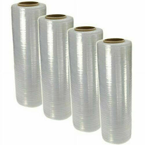 4 Rolls AT 18" x 1500' 80 Gauge Pallet Wrap Pre Stretch Film Hand Shrink Wrap