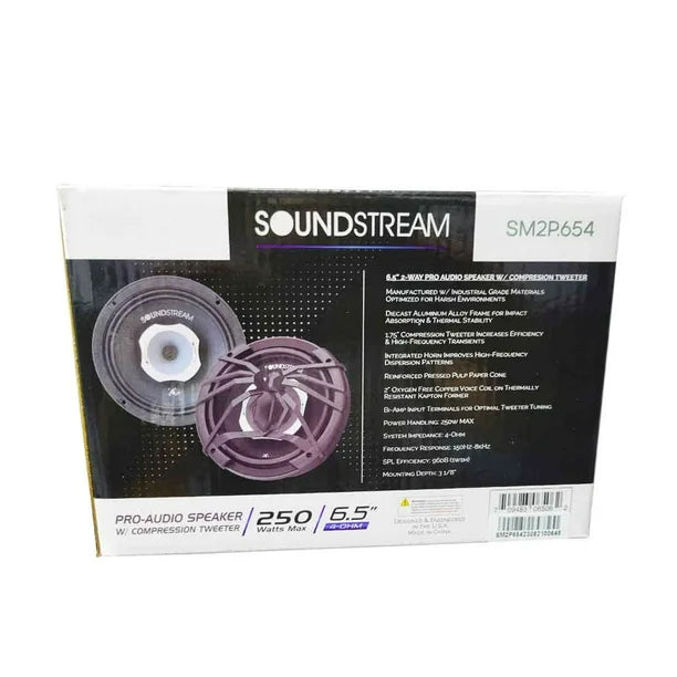 Soundstream SM2P.654 6.5” 2-way Pro Audio Speaker w/ Compression Tweeter