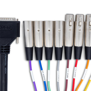 Hosa AES-803T AES/EBU Snake, DB25 to 4 x XLR3M and 4 x XLR3F, 3 m