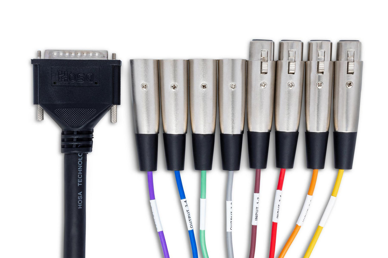 Hosa AES-803T AES/EBU Snake, DB25 to 4 x XLR3M and 4 x XLR3F, 3 m