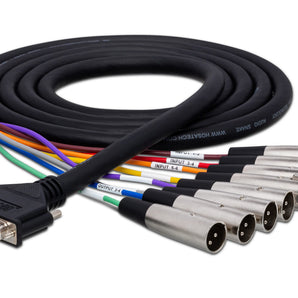 Hosa AES-803T AES/EBU Snake, DB25 to 4 x XLR3M and 4 x XLR3F, 3 m