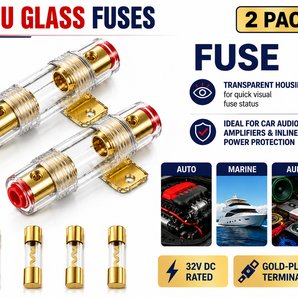 2 MK Audio MAFU80 80 Amp Inline AGU Fuse Holder Fits 4, 8 & 10 Gauge Wire