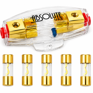 Absolute AGHLB Inline AGU Fuse Holder Blue LED Blown Fuse Indicator + 300A fuses