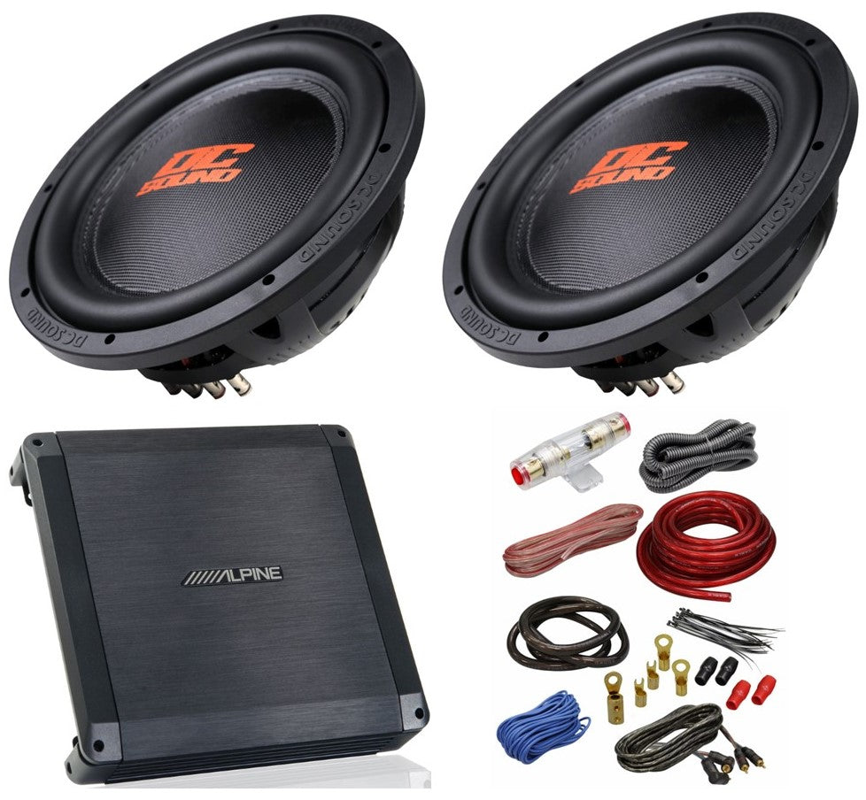 Alpine BBX-T600 600W 2 Ch Amplifier & 2 DSW2500 12" Subwoofer & 4G Amp Kit