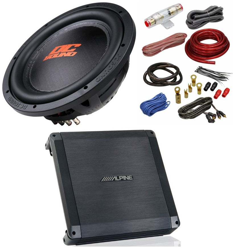 Alpine BBX-T600 600W 2 Ch Amplifier & DSW2000 10" Subwoofer & 4G Amp Kit