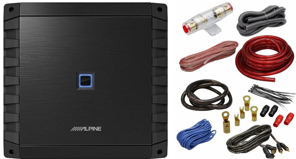 Alpine S2-A36F S-Series Class-D 4-Channel Car Amplifier + 4 Gauge Amp Kit