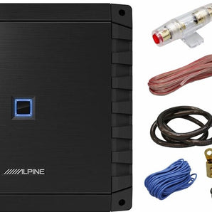 Alpine S2-A60M S-Series Class D 600 W Mono Subwoofer Amplifier + 4 Gauge Amp Kit