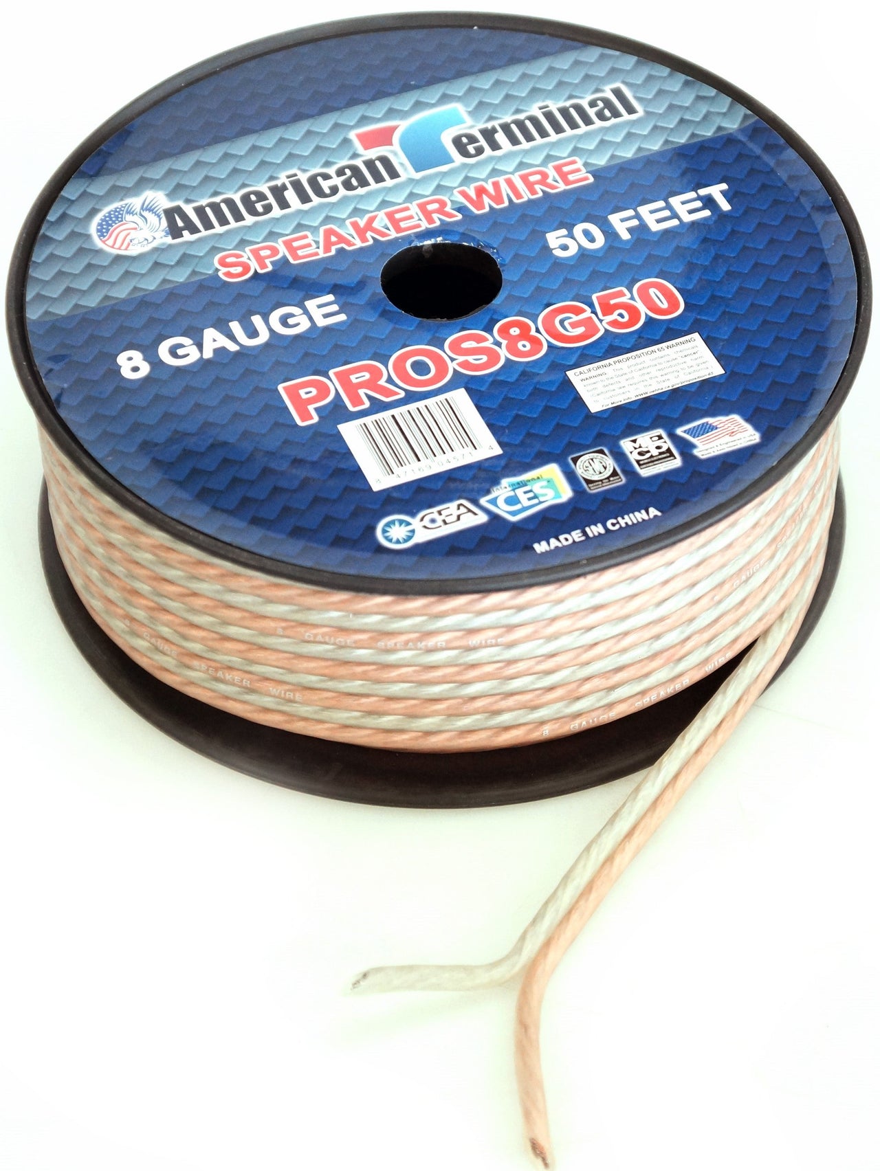 American Terminal PROS8G50 50' 8 Gauge PRO PA DJ Car Home Marine Audio Speaker Wire Cable Spool