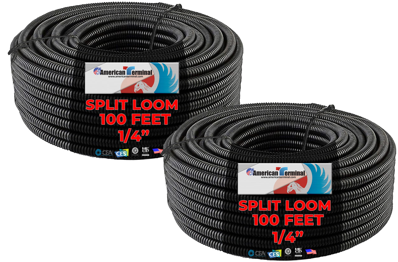 American Terminal SLT14-200 200 feet 1/4" split loom wire tubing hose cover auto home marine
