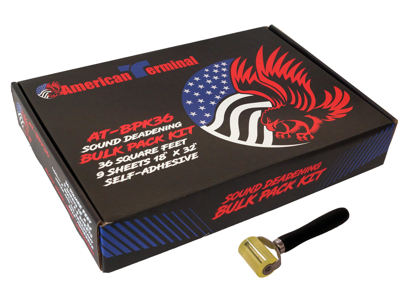 American Terminal AT-BPK36 9 Sheets 18" x 32" Sound Deadening Noise Insulation Vibration Dampening Bulk Kit + Roller & Removal Tools