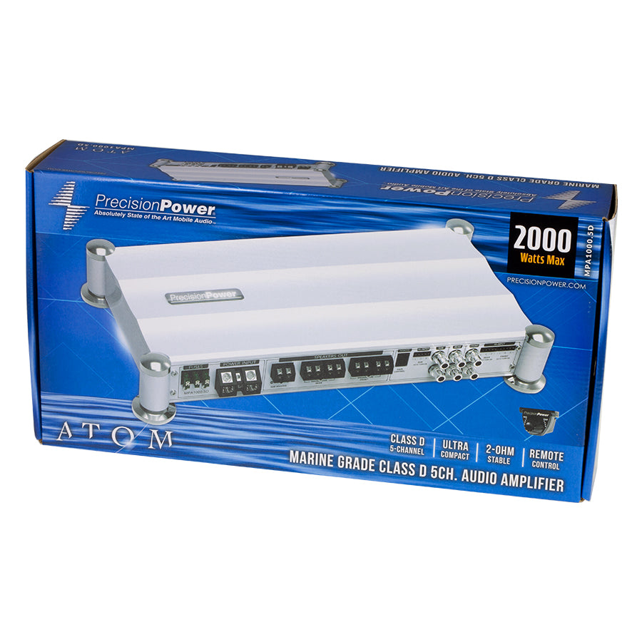 Precision Power MPA1000.5D 1000W RMS Class D ATOM Series 5-Channel Water-Resistant Amplifier