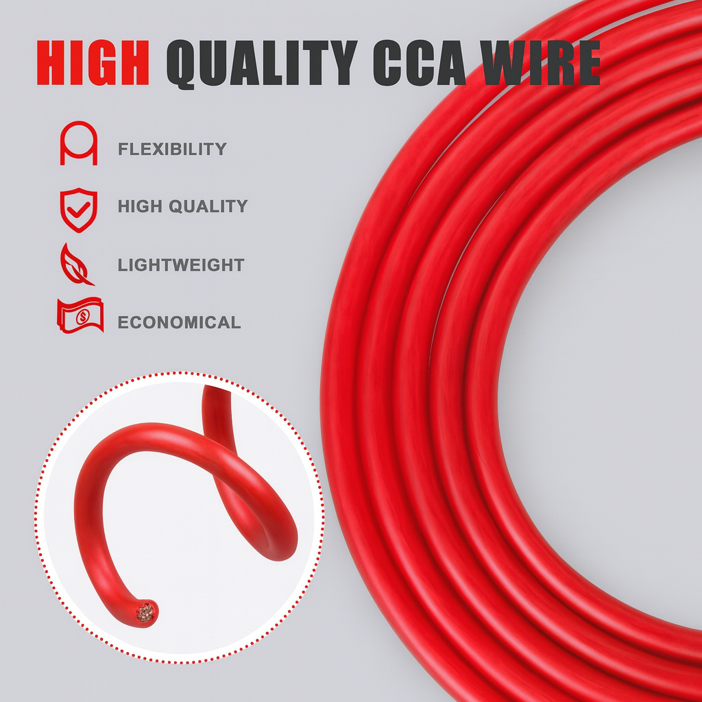 2 MK Audio PC8250RD 8GA 250' Red Power Ground Wire Car Audio Amplifier Marine Cable