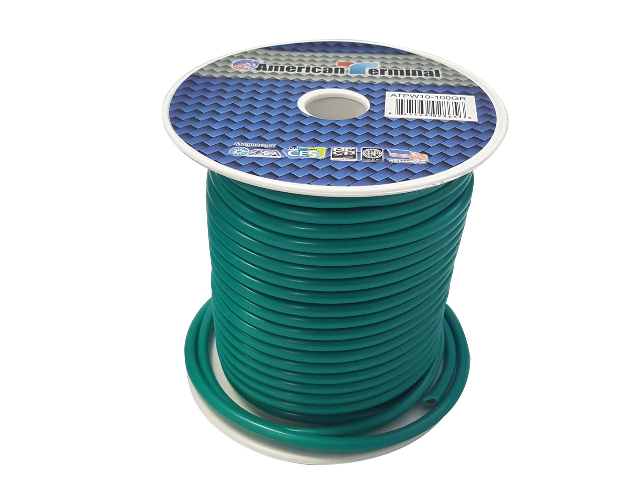 American Terminal ATPW10-100GR 10GA 100' Green Primary Remote Power Ground Wire
