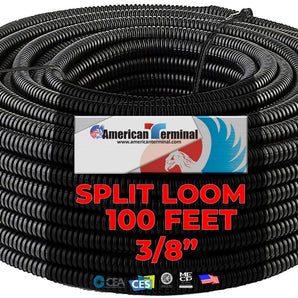100 Feet 3/8" BLACK SPLIT WIRE LOOM POLYETHYLENE TUBING CABLE CONDUIT