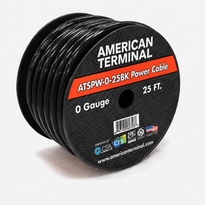 American Terminal ATPW0GBK 0 Gauge Black Amplifier Amp Power/Ground 1/0 Wire 25 Feet Superflex Cable