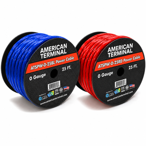 AT 50 FEE 0 GAUGE BLUE & RED POWER + GROUND WIRE CABLE 1/0 GAUGE CAR AUDIO