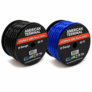 AT 100 FEET 0 GAUGE BLUE & BLACK POWER + GROUND WIRE CABLE 1/0 GAUGE CAR AUDIO