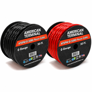 AT 100 Feet 0 Gauge Black & Red Power + Ground Wire Cable 1/0 Gauge Car Audio