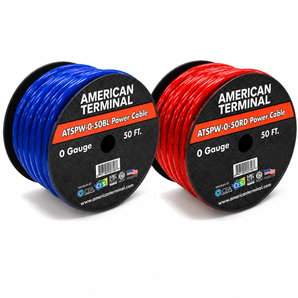 AT 100 FEET 0 GAUGE BLUE & RED POWER + GROUND WIRE CABLE 1/0 GAUGE CAR AUDIO