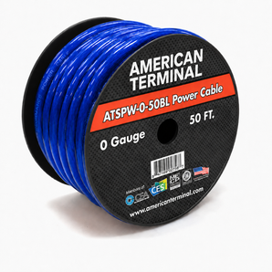AT 100 FEET 0 GAUGE BLUE & RED POWER + GROUND WIRE CABLE 1/0 GAUGE CAR AUDIO
