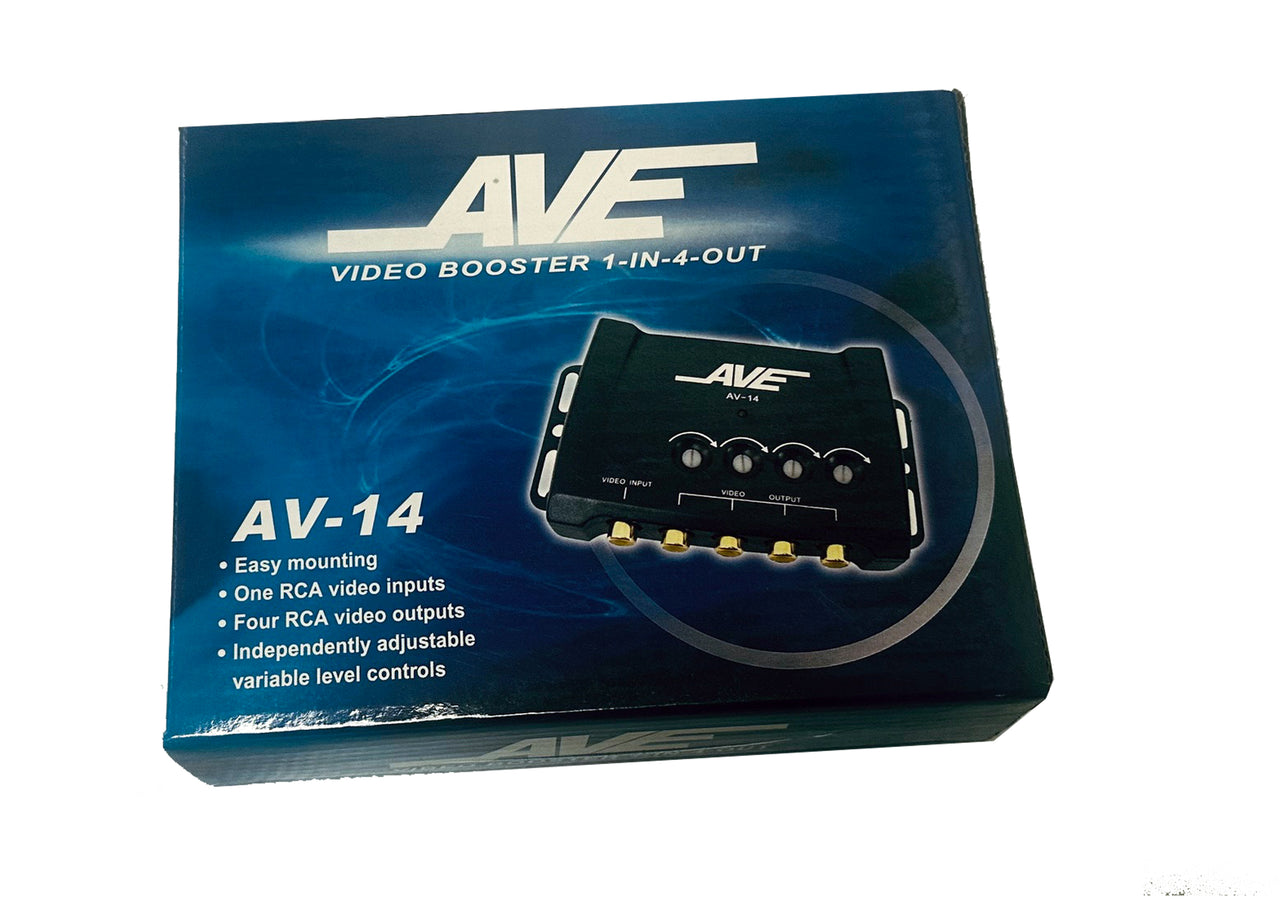 AVE AV-14 Video Booster 1 In - 4 Out Amplifie Splitter Video Signal