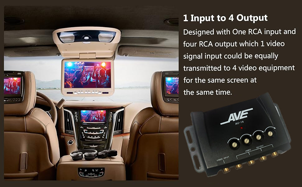 AVE AV-14 Video Booster 1 In - 4 Out Amplifie Splitter Video Signal