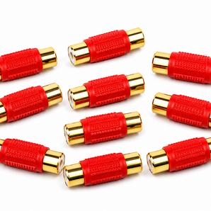 Absolute FF-100R-10 Gold Red RCA Female-to-Female Coupler Adapter 10 Pack