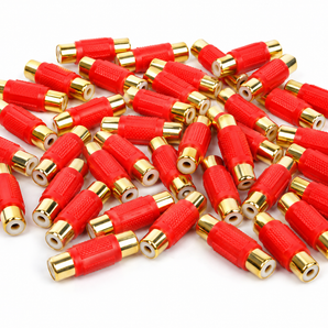 Absolute FF-100R-50 Gold Red RCA Female-to-Female Coupler Adapter 50 Pack