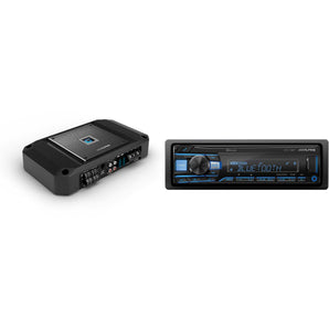 Alpine UTE-73BT Single Din Receiver + R2-A60F R-Series 4 Channel Amplifer