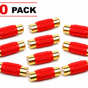 American terminal ATFF-100R-10 Gold Red RCA Female-to-Female Coupler Adapter 10 Pack