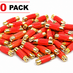 American terminal ATFF-100R-50 Gold Red RCA Female-to-Female Coupler Adapter 50 Pack