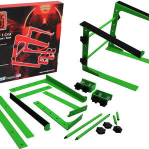 MR DJ LTS109GR Laptop Computer Stand Green Mobile Disc Jockey PC Table Rack Mount Clamp Bracket