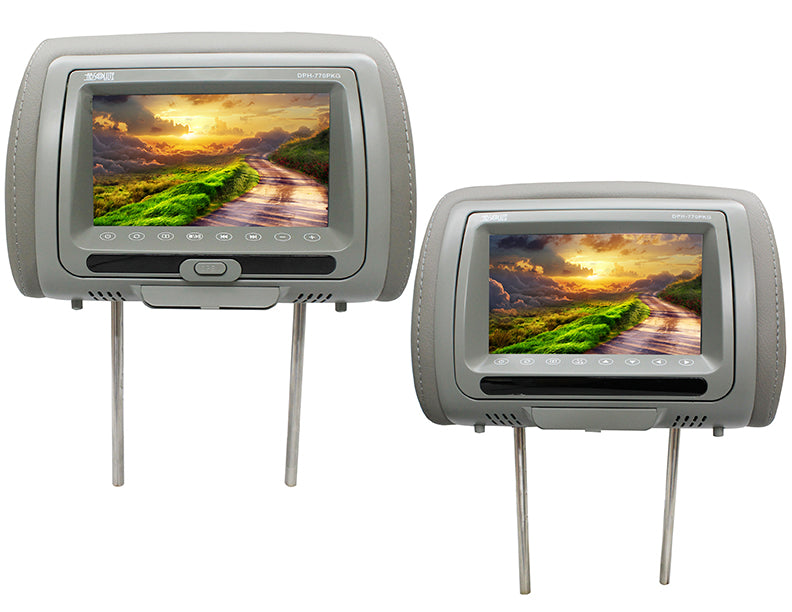 Absolute DPH-770PKGG 7.5" Pair Gray Headrest TFT/LCD Monitor DVD/USB/SD Package