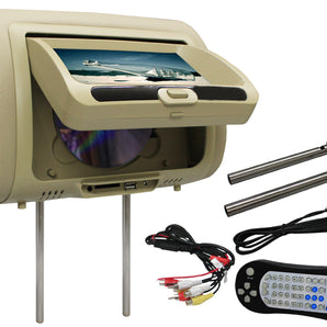 Absolute DPH-785IRC 7.5" Cream Headrest TFT/LCD Monitor DVD/USB/SD