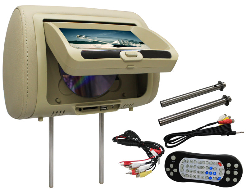 Absolute DPH-785IRC 7.5" Cream Headrest TFT/LCD Monitor DVD/USB/SD