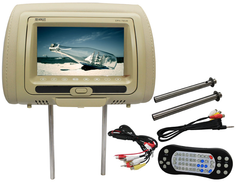 Absolute DPH-785IRC 7.5" Cream Headrest TFT/LCD Monitor DVD/USB/SD