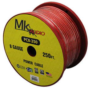 Mk Audio PC8-250RD 8 Gauge Red Multi-Strand 250 Feet Power Ground Wire Cable