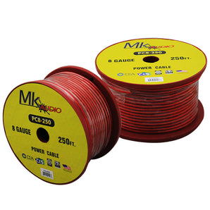 2 MK Audio PC8250RD 8GA 250' Red Power Ground Wire Car Audio Amplifier Marine Cable