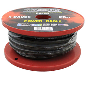 20' FT 4 GAUGE GA AWG BLACK WIRE CABLE POWER GROUND PRIMARY AMP AUDIO