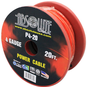 Absolute P4-20OR 20' 4-Gauge Orange Copper Mix Power Ground Wire Cable