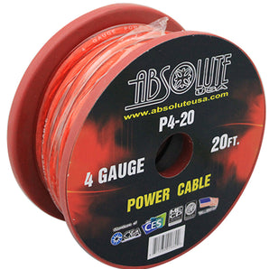Absolute P4-20OR 20' 4-Gauge Orange Copper Mix Power Ground Wire Cable